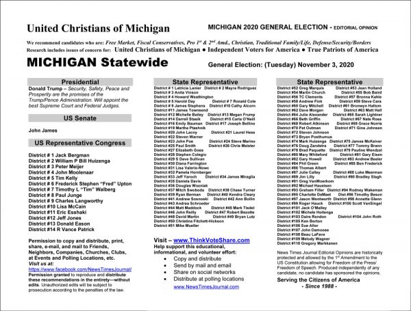 Michigan General Election Voter Recommendation Guide 2020 - Florida Voting