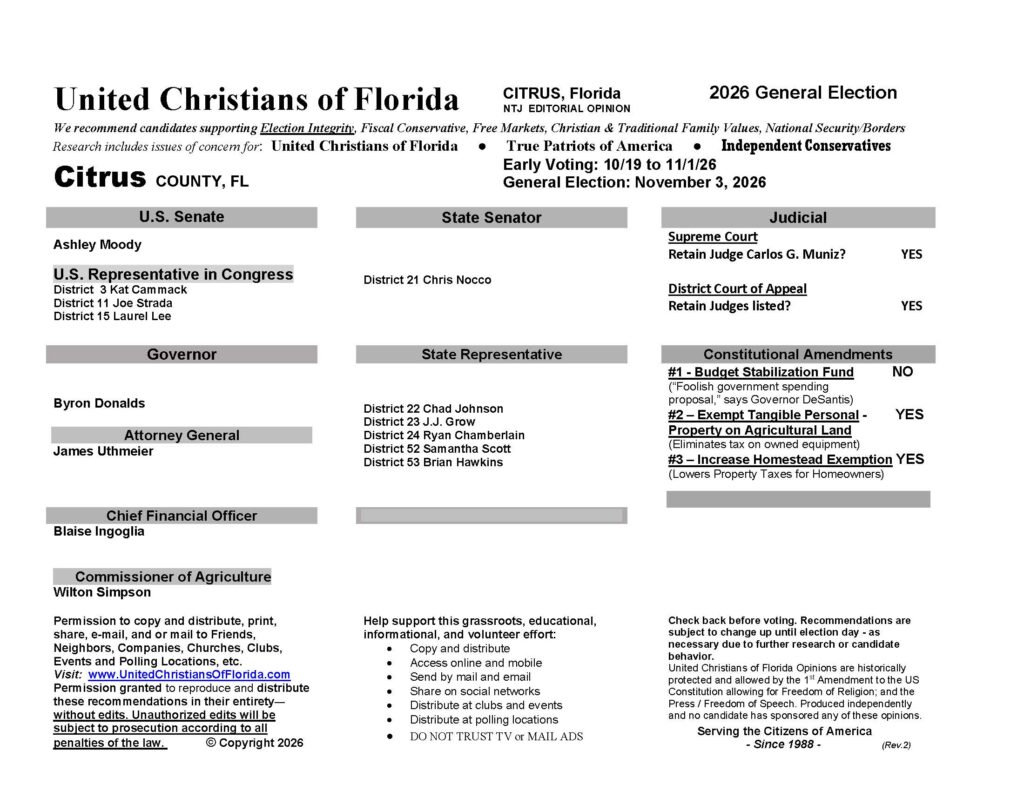 Citrus County Florida General Election Voter Guide 2026