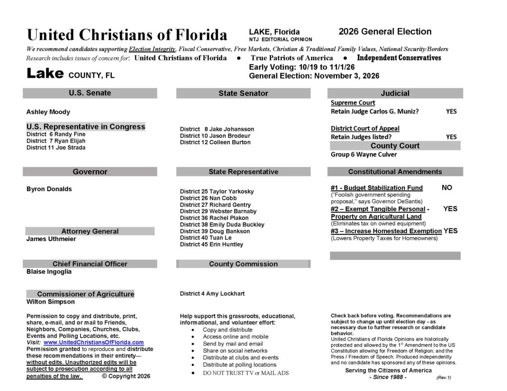 Lake County Florida General Election Voter Guide 2026