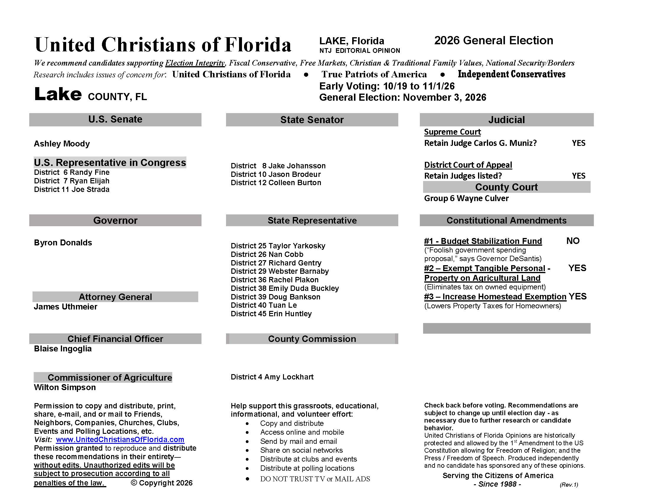Lake County Florida General Election Voter Guide 2026