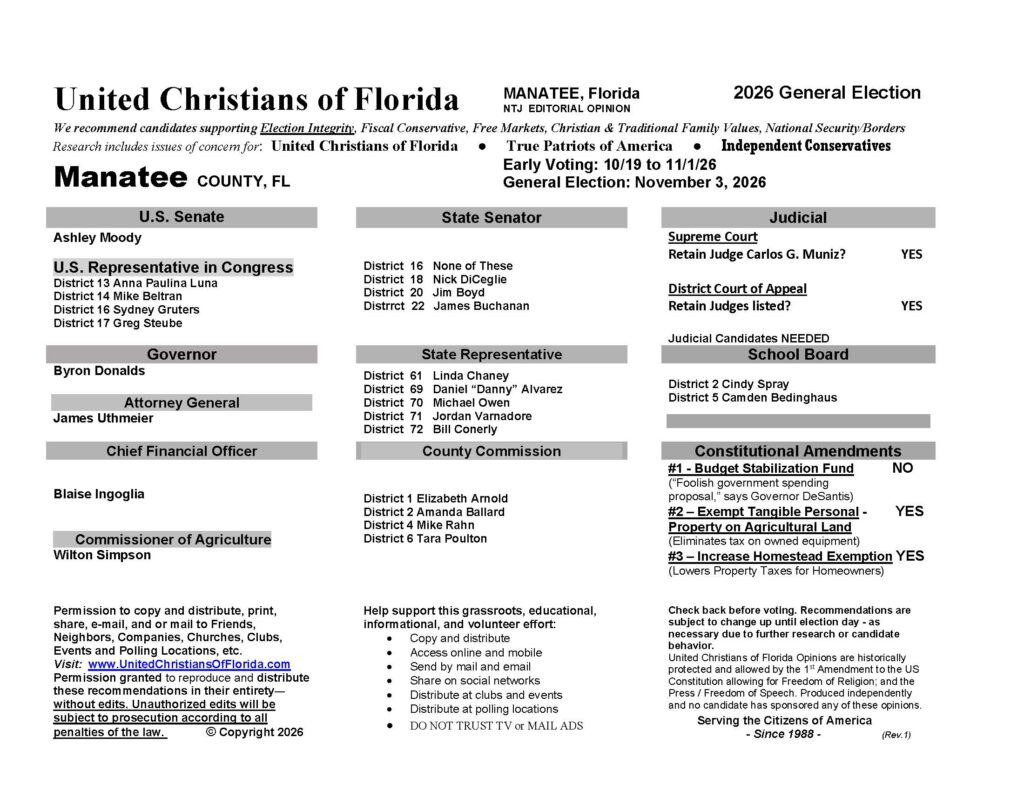 Manatee County Florida General Election Voter Guide 2026