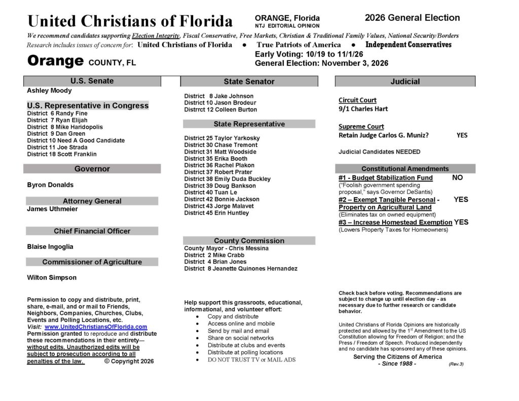 Orange County Florida General Election Voter Guide 2026