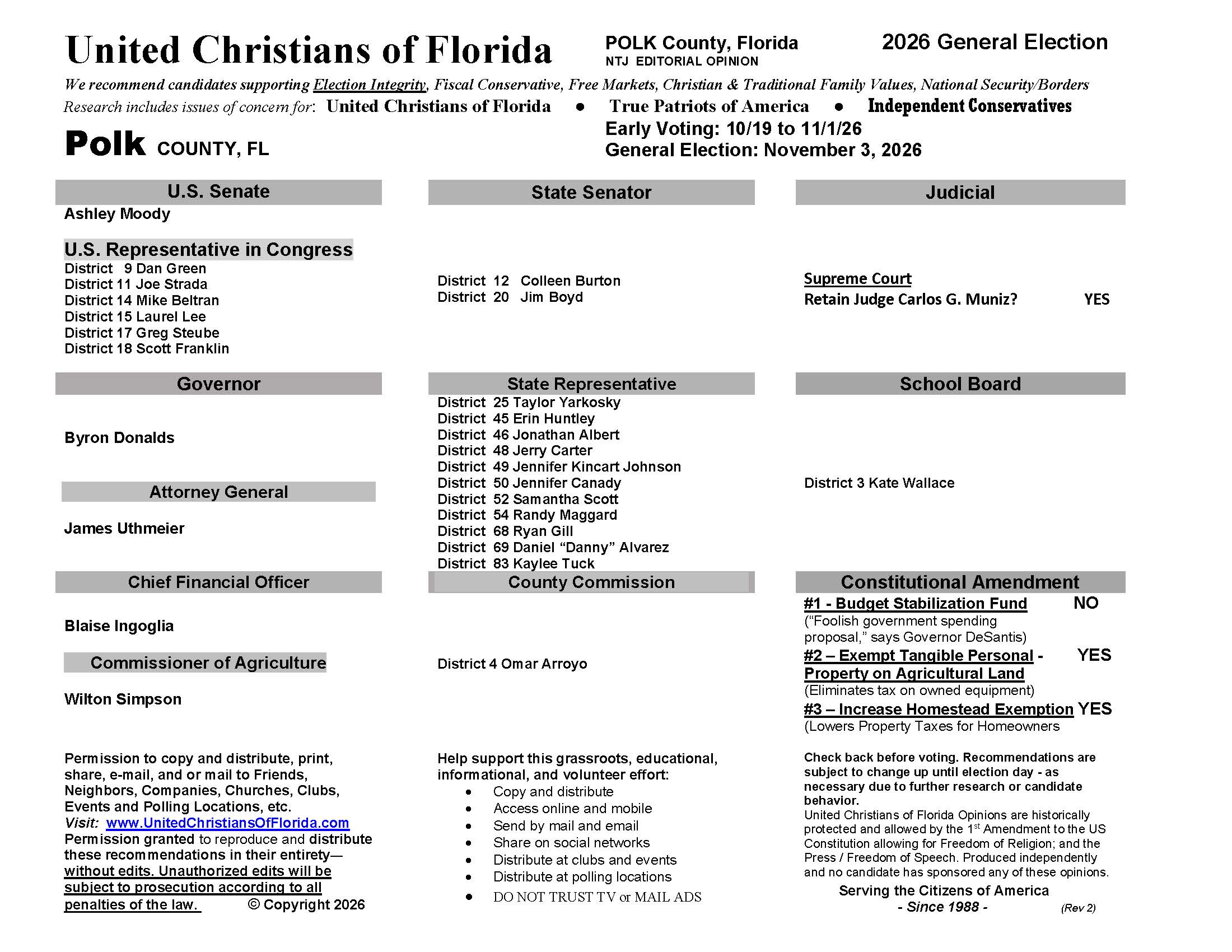 Polk County Florida General Election Voter Guide 2026