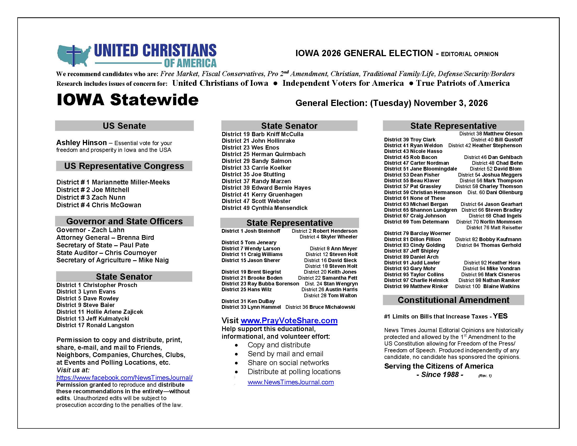 Iowa General Election Voter Guide 2026