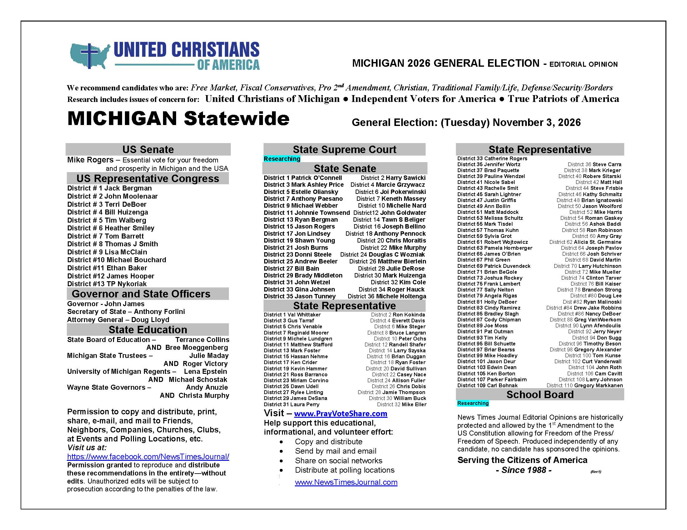 Michigan General Election Voter Guide 2026