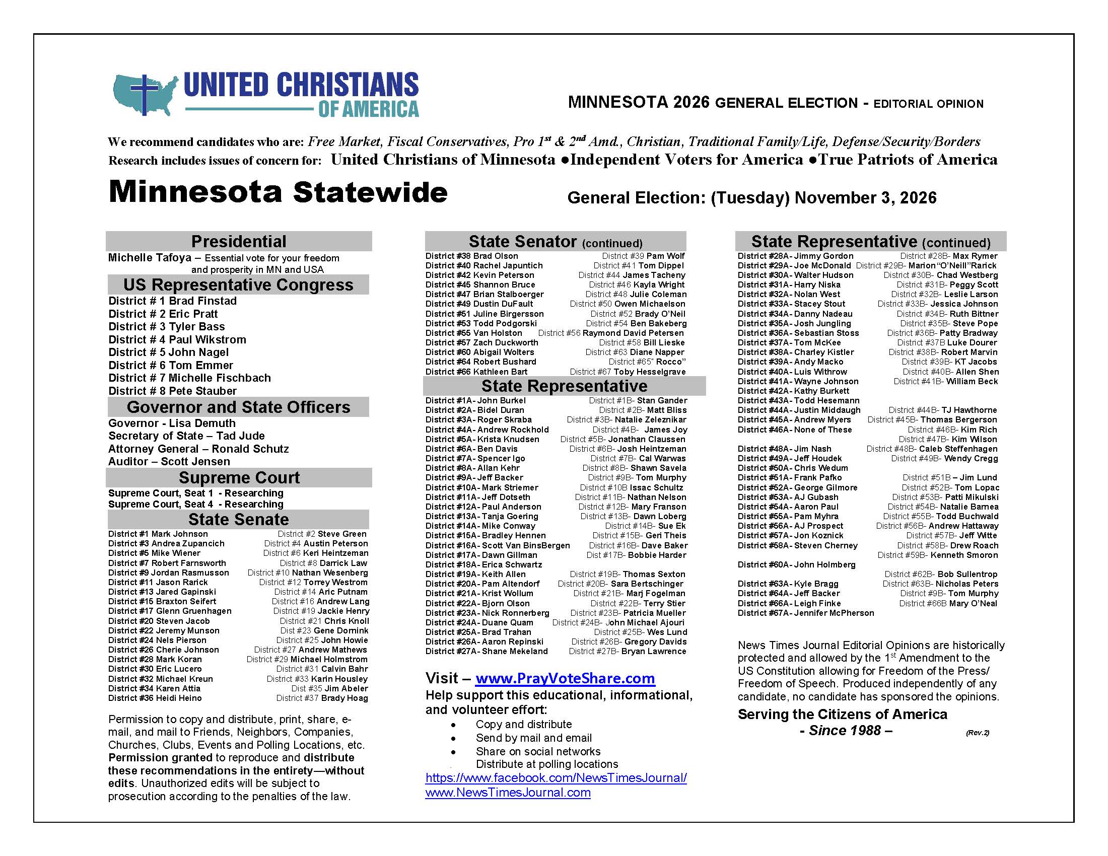 Minnesota General Election Voter Guide 2026